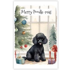 Black Poodle Dog Christmas Card