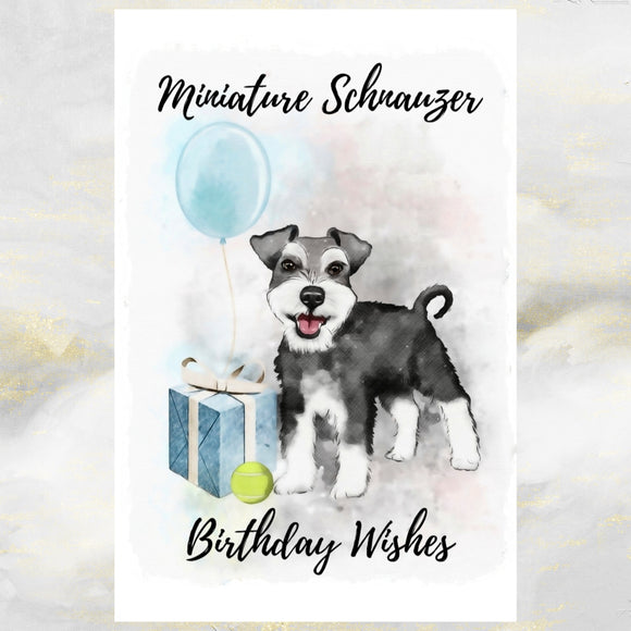 Miniature Schnauzer Dog Birthday Greetings Card.