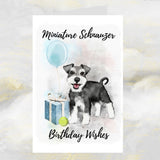 Miniature Schnauzer Dog Birthday Greetings Card.