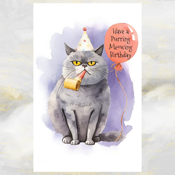 Funny British Shorthair Cat Birthday Card