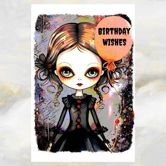Cute Goth Girl Birthday Wishes Greetings Card