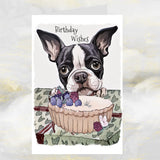 Cute Boston Terrier Dog Birthday Wishes Card