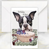 Cute Boston Terrier Dog Birthday Wishes Card