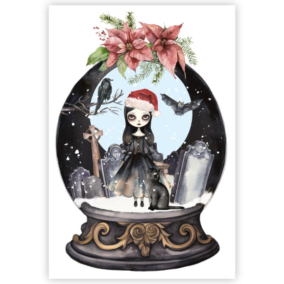 Gothic Snow Globe Christmas Card.