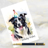 Border Collie Dog Art Birthday Wishes Card