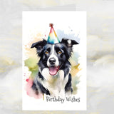 Border Collie Dog Art Birthday Wishes Card