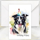 Border Collie Dog Art Birthday Wishes Card