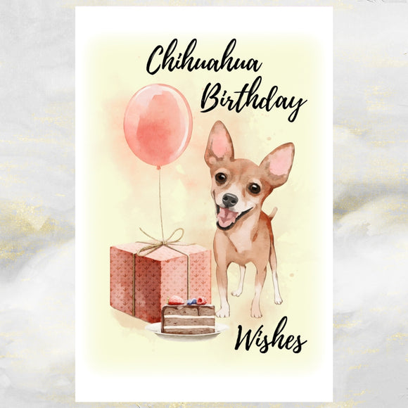Chihuahua Dog Cute Birthday Greetings Card.