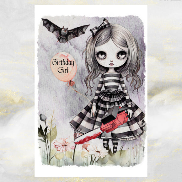Goth Art Birthday Girl Greetings Card