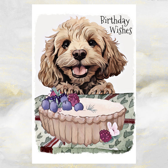 Cute Cockapoo Dog Birthday Wishes Card