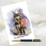 Funny Maine Coon Cat Birthday Card