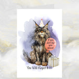 Funny Maine Coon Cat Birthday Card