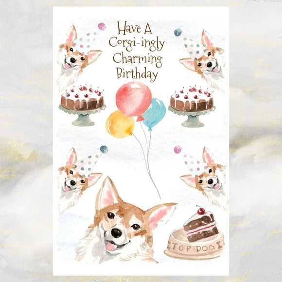 Corgi Dog Greetings Card, Funny Corgi Birthday Card, Corgi Birthday Card