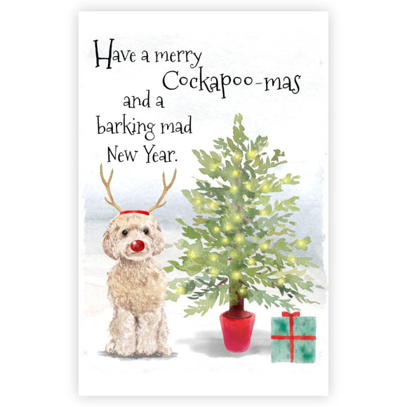 Cockapoo Dog Christmas Cards, Cockapoo Christmas Greetings Card, Cockapoo Dog.