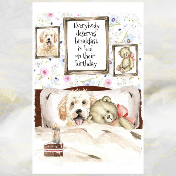 Goldendoodle Dog Greetings Card, Funny Goldendoodle Dog Birthday Card.