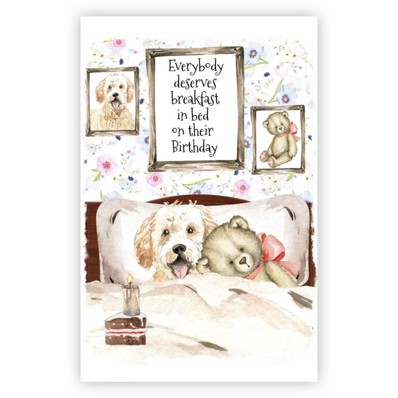 Goldendoodle Dog Greetings Card, Funny Goldendoodle Dog Birthday Card.