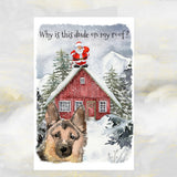 German Shepherd Dog Christmas Card, Funny German Shepherd Christmas Card.