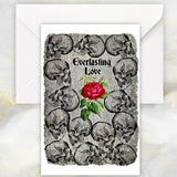 Gothic Skulls Greetings Card, Gothic Horror, Goth Wedding, Goth Anniversary, Gothic Skulls, Goth Skull, Skulls And Roses.