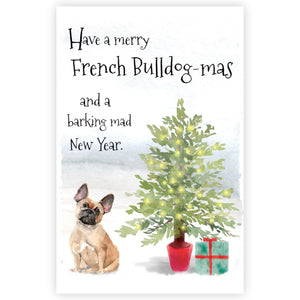 French Bulldog Christmas Card, Funny Dog Christmas Card, Frenchie Dog Greetings Card.