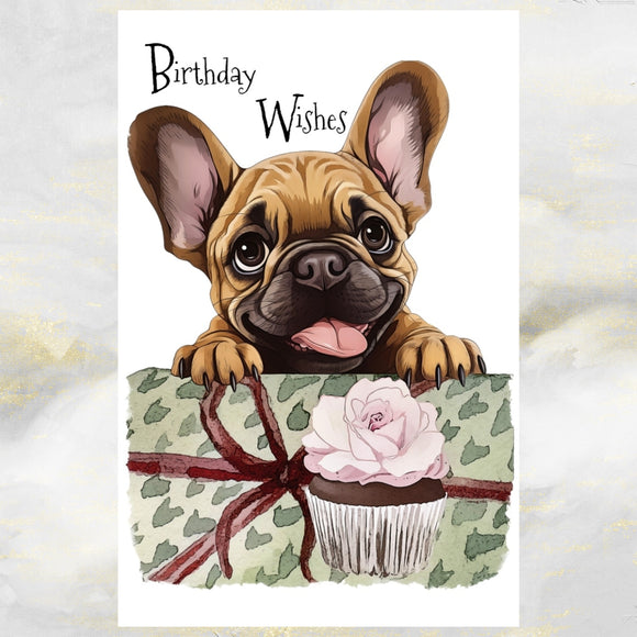 Cute French Bulldog Birthday Wishes Card
