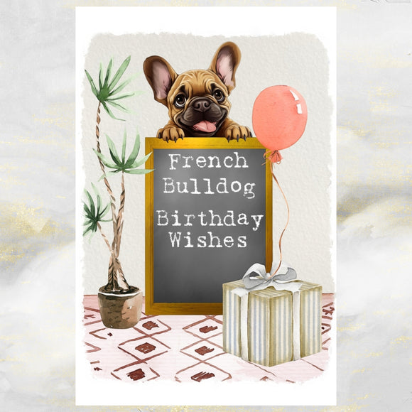 French Bulldog Birthday Greetings Card