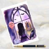 Goth Birthday Girl & Raven Greetings Card