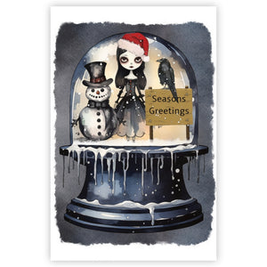 Goth Girl Snow Globe Christmas Card.