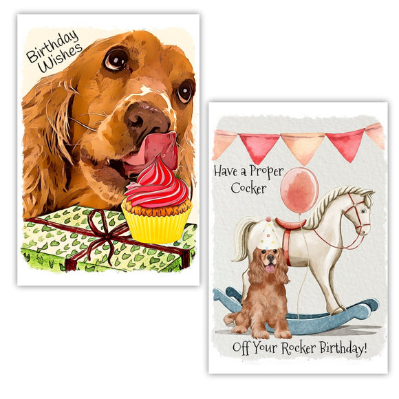 Golden Cocker Spaniel Dog Birthday Cards
