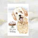 Golden Doodle Dog Birthday Card, Golden Doodle Greetings Card, Golden Doodle Birthday Card