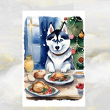 Siberian Husky Dog Christmas Card