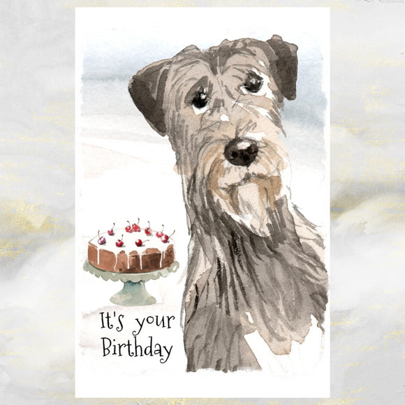 Irish Wolfhound Dog Birthday Card, Irish Wolfhound Greetings Card,Wolfhound Card