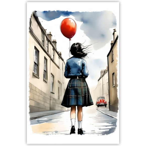  Dark Haired Scottish Girl Greetings Card