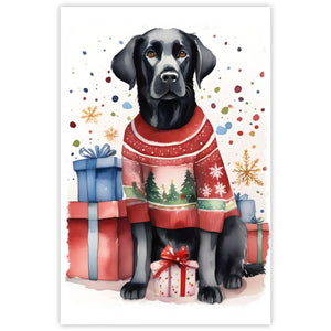 Black Labrador Dog Christmas Jumper Greetings Card