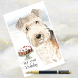 Lakeland Terrier Dog Birthday Card, Lakeland Terrier Greetings Card, Lakeland Terrier Dog Card.
