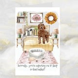 Labradoodle Dog Greetings Card, Funny Labradoodle Dog Card, Boho Art Dog Card.