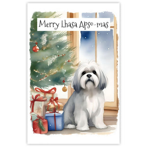 Lhasa Apso Dog Christmas Card