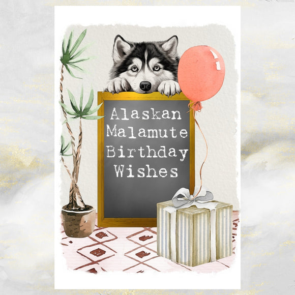 Alaskan Malamute Dog Birthday Greetings Card