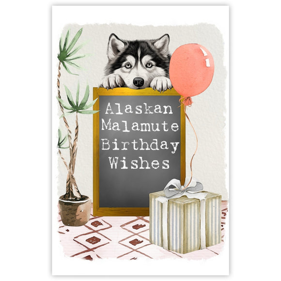 Alaskan Malamute Dog Birthday Greetings Card