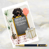 Black Newfoundland Dog Birthday Greetings Card.