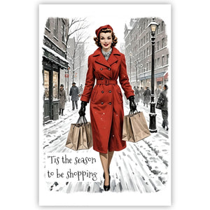 Retro Christmas Shopping Greetings Card