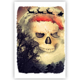 Gothic Santa Art Christmas Card, Santa Skull Art Greetings Card, Goth Xmas Card .