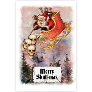 Gothic Skulls and Santa Christmas Card, Alternative Christmas Skulls Card.