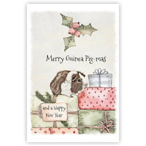 Guinea Pig Christmas Card, Funny Guinea Pig Christmas Art Card