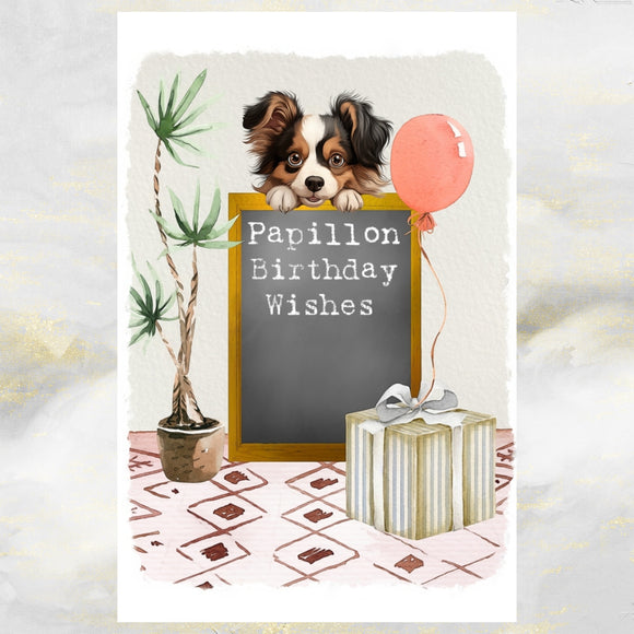 Papillon Dog Birthday Greetings Card