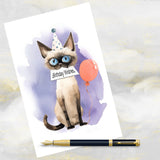 Funny Siamese Cat Birthday Greetings Card