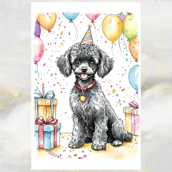 Toy Poodle Dog Birthday Card