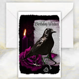 Gothic Raven Birthday Card, Gothic Raven, Goth Raven, Gothic Horror, Gothic Style, Goth Art, Raven Art, Gothic Rose, Rose And Raven.