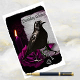 Gothic Raven Birthday Card, Gothic Raven, Goth Raven, Gothic Horror, Gothic Style, Goth Art, Raven Art, Gothic Rose, Rose And Raven.