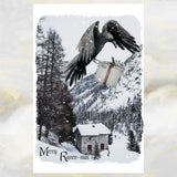 Gothic Raven Christmas Greetings Card, Raven Art Christmas Scene, Goth Xmas Card.