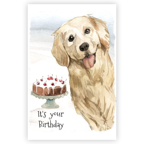 Golden Retriever Dog Birthday Card, Retriever Dog Greetings Card, Retriever Card